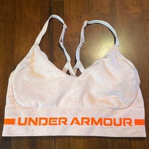 Never worn orange/white under armour sports bra
